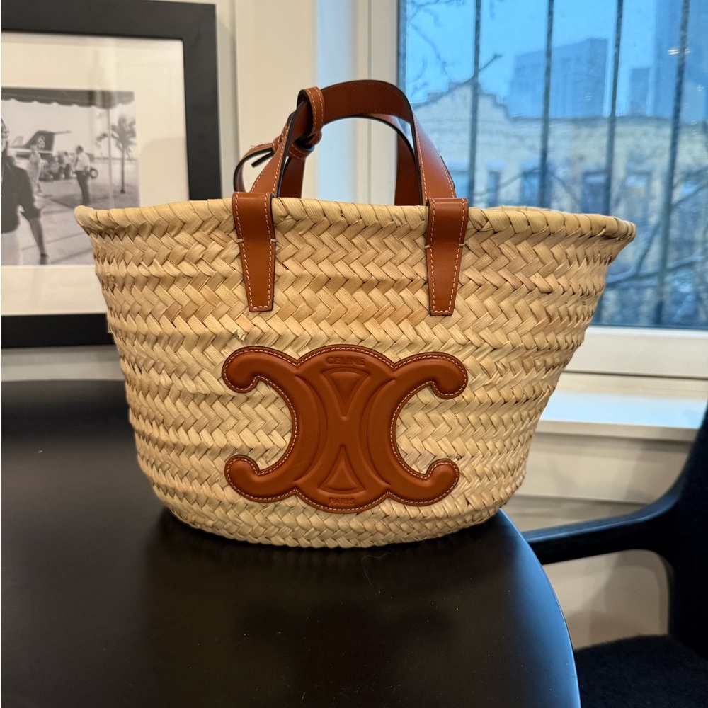 Celine teen panier raffia tote